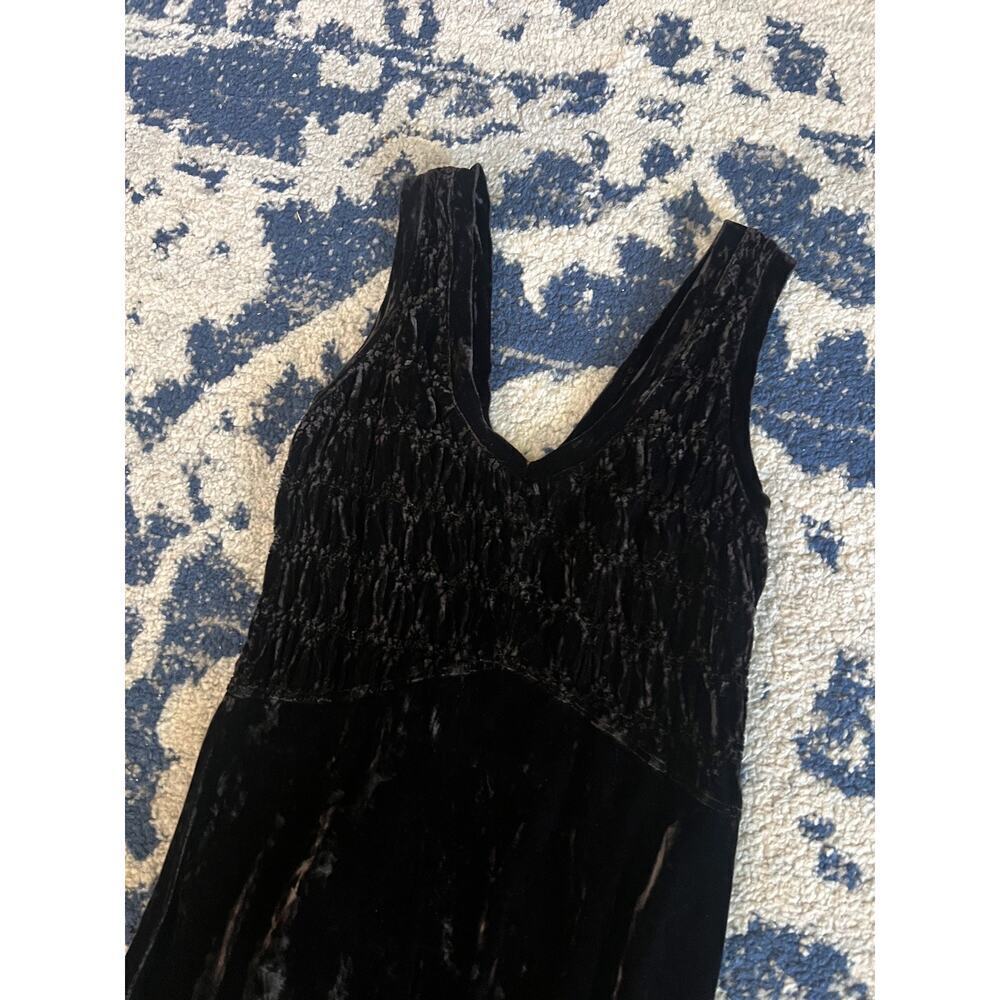 VTG 90s Beth Schaeffer Chocolate Brown Crushed Velvet Maxi Dress Size S - Picture 2 of 10